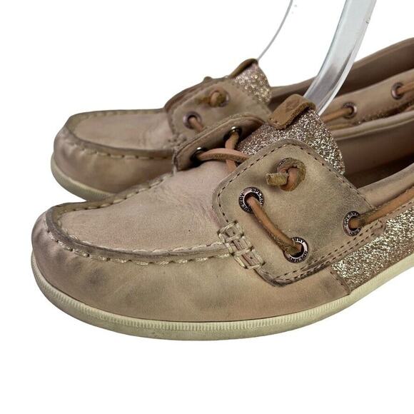 Sperry Top Sider Womens Leather Glitter Rose Gold Boat Shoes Flats Slip On sz 7 - Picture 8 of 16